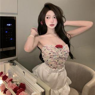 Floral Print Knotted Tube Top