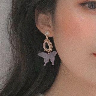 Faux Pearl Butterfly Drop Earring