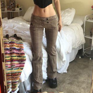 Plaid Low Waist Straight Leg Pants