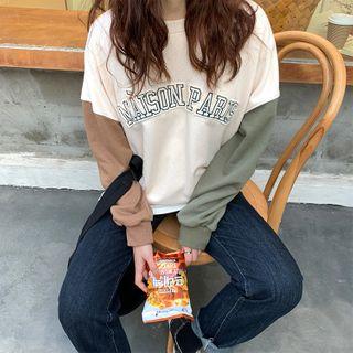 Long-sleeve Paneled T-shirt White - One Size