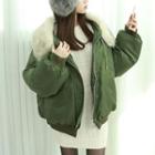 Faux Fur-collar Zip-up Jacket