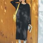 Long-sleeve Midi Sweater Dress Black - One Size