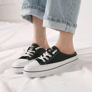 Toe-cap Backless Pleather Sneakers