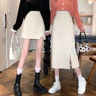 Plain Mini A-line Skirt / Slit Midi Pencil Skirt