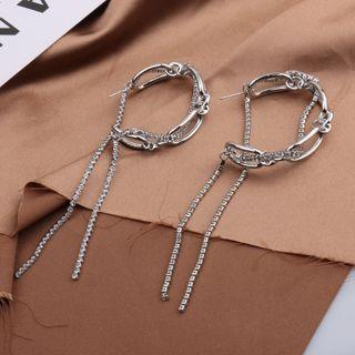 Sterling Silver Chain Strap Open Hoop Earring