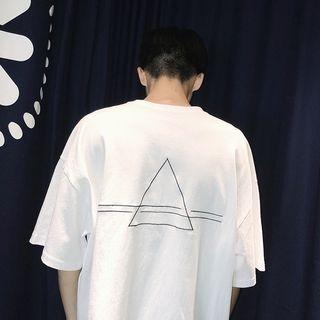Triangle Print Round-neck Short-sleeve Top