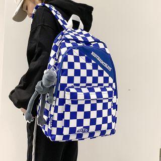 Lettering Check Nylon Backpack