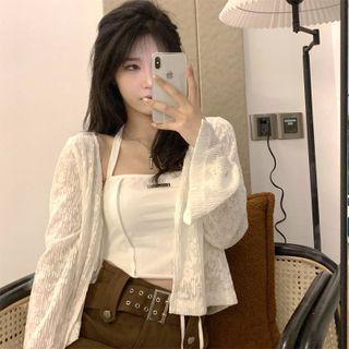 Tie-strap Lace Cardigan