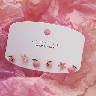 Set Of 6: Stud Earring Set Of 6 - Pink - One Size