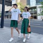 Couple Matching Heart Print T-shirt / Midi A-line Skirt / Shorts / Set (various Designs)