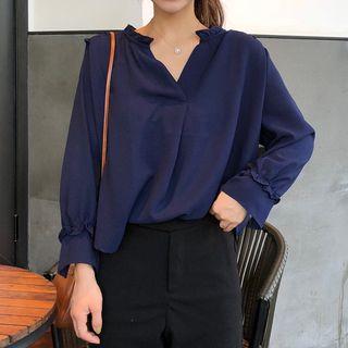 Frilled Trim V-neck Blouse