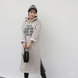 Letter Print Hooded Pullover Dress