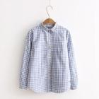 Whale Embroidered Check Long-sleeve Shirt