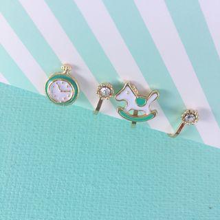 Set Of 4: Stud Earring Set Of 4 Pcs - One Size