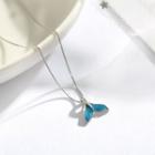 925 Sterling Silver Whale Tail Pendant Necklace Necklace - Blue Whale Tail - Silver - One Size