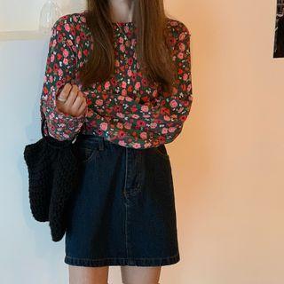 Crewneck Floral Top As Shown In Figure - One Size