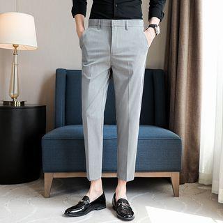 Crown Print Tapered Cropped Dress Pants