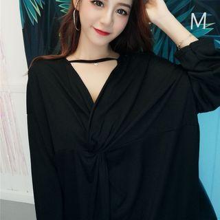 Long-sleeve Convertible Plus Size Tunic Top