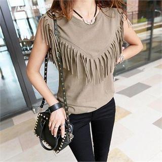 Fringed Cotton Tank Top