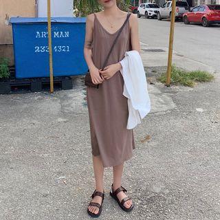 V-neck Slit Tank Dress