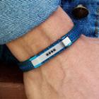 Faux Leather Bangle Blue - One Size