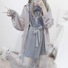 Long-sleeve Shirt / Short-sleeve T-shirt / Spaghetti Strap Midi Mesh Dress