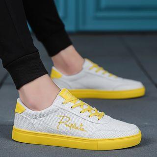 Lettering Linen Sneakers