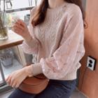 Lace-sleeve Cable-knit Top