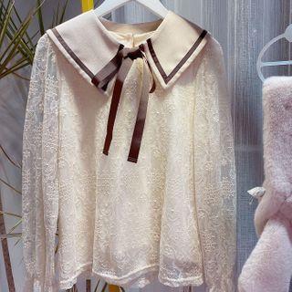 Long-sleeve Sailor Collar Lace Blouse