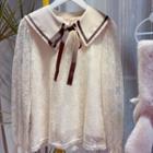 Long-sleeve Sailor Collar Lace Blouse