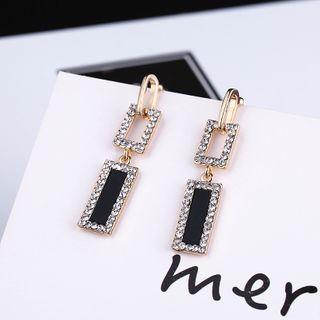 Rhinestone Rectangle Dangle Earring 1 Pair - Earrings - 01 - Black - One Size