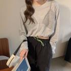 Plain Long-sleeve T-shirt / Crop Harem Pants