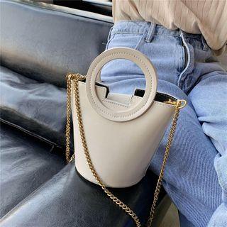 Round Top Handle Chain Bucket Bag