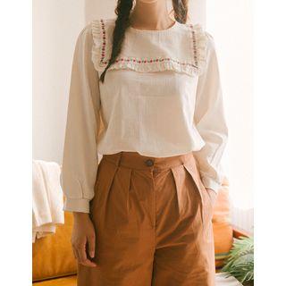 Frilled Capelet Bishop-sleeve Blouse