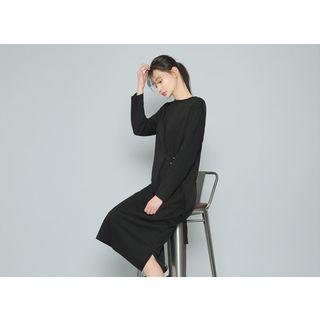 Buckled-waist Long T-shirt Dress
