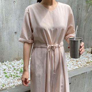 Drawcord-waist Culottes Jumpsuit