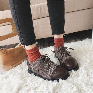Plaid Lace-up Shoes