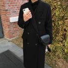 Double Breasted Wool Coat Black - One Size