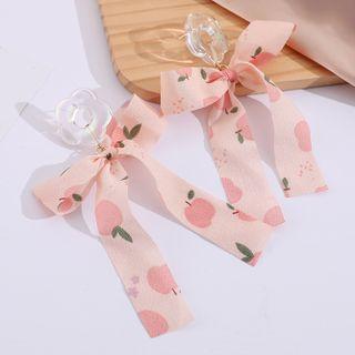 Floral Bow Drop Earring 1 Pair - S925 Silver - Pink - One Size