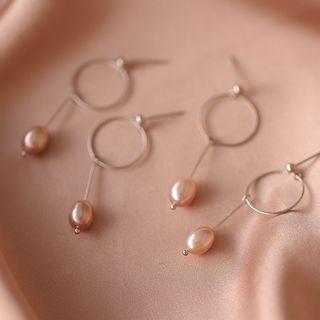 925 Sterling Silver Hoop Pearl Earring