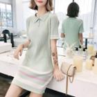 Short-sleeve Striped Mini Polo Dress