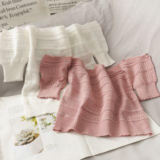 Cropped Boatneck Light Knit Top