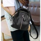 Zip Faux Leather Backpack