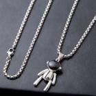 Stainless Steel Pendant Necklace Silver & Black - One Size