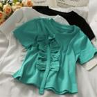Ribbon-accent Slim-fit Crop T-shirt
