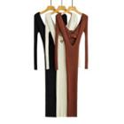 Set: V-neck Crop Camisole Top + V-neck Knit Mini Sheath Dress