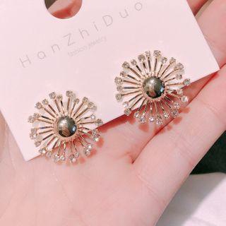 Flower Rhinestone Alloy Earring 1 Pair - Dandelion - Gold - One Size
