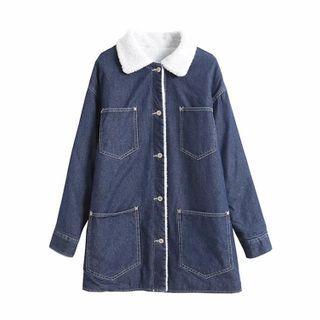 Denim Jacket With Fleece Collar