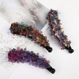 Flower Mesh Rhinestone Hair Clip