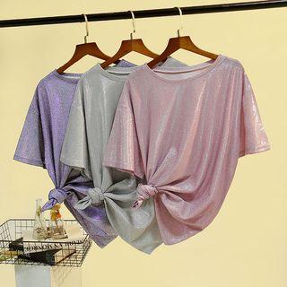 Glitter Short Sleeve Plain Tee